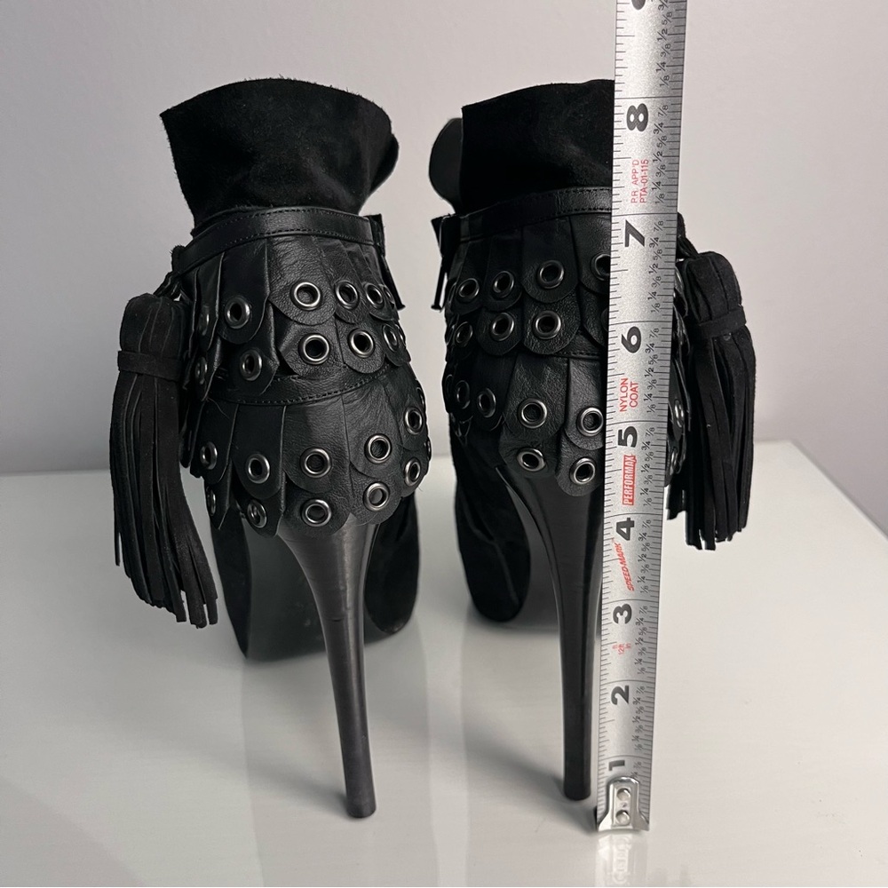 3.1 Philip Lim Womens Black Suede Leather Fringe Tassel Booties Size 35 US 4.5 - Picture 8 of 16
